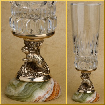 Бокал подарочный "Мышь" на ониксе