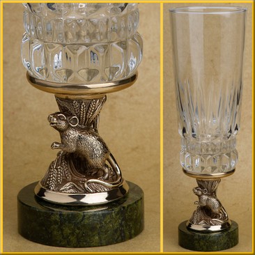 Бокал подарочный "Мышь" на змеевике