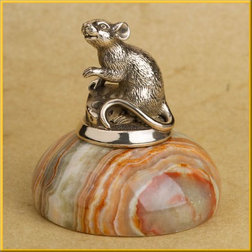 Фигурка (статуэтка) на ониксе "Мышь №1"