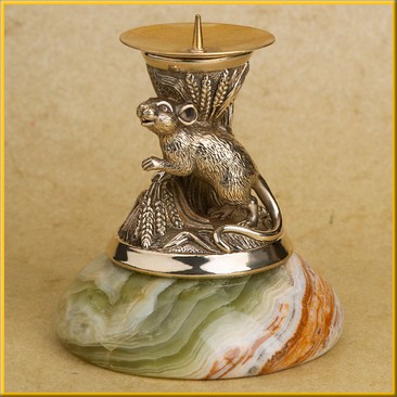 Подсвечник "Мышь" на ониксе