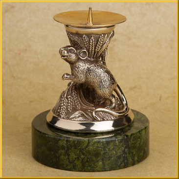 Подсвечник "Мышь" на змеевике