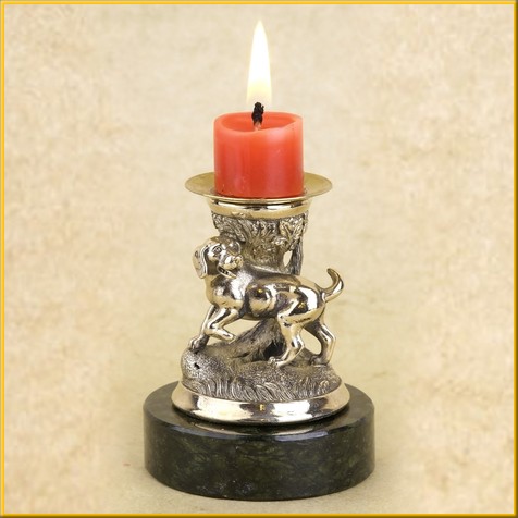 Подсвечник "Собака" на змеевике